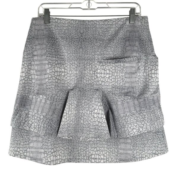 Lucky In Love Tennis Skort Skirt Large Gray Snake Crocodile Print SS-2061 - Picture 5 of 10